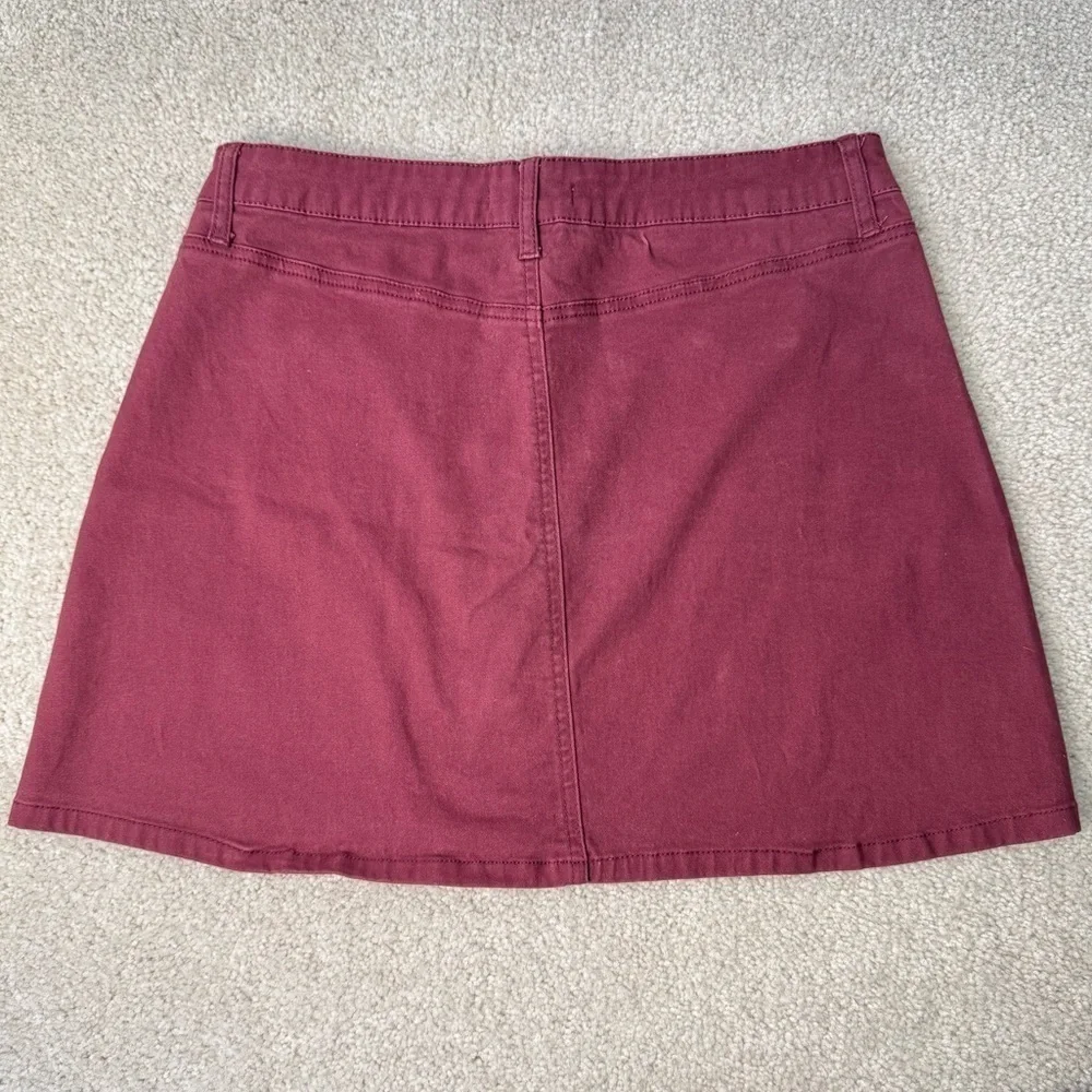Altar’d State Burgundy Miniskirt Cotton Blend Front Patch Pockets Stretch Large